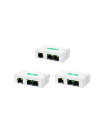 Picture of LINOVISION Mini 2 Port POE Extender IEEE 802.3af/at POE Repeater Up to 1000ft Power Over Ethernet Over Cat5/6 Cable, POE Splitter to 2 POE Devices Like IP Cameras, IP Phone (3 Pack) …