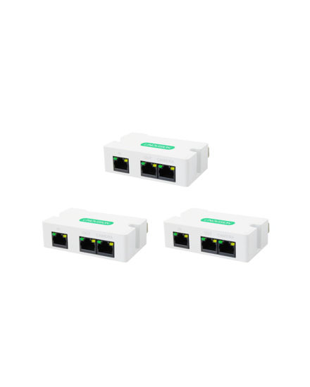 Picture of LINOVISION Mini 2 Port POE Extender IEEE 802.3af/at POE Repeater Up to 1000ft Power Over Ethernet Over Cat5/6 Cable, POE Splitter to 2 POE Devices Like IP Cameras, IP Phone (3 Pack) …