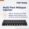 Picture of PoE Texas 8 Port PoE Injector - 10/100 Passive Power Over Ethernet with 48V 60W UL Power Supply - 802.3af PoE Injector for VoiP Phones, WiFi Access Points, IP Cameras - Add PoE to A Non-PoE Switch