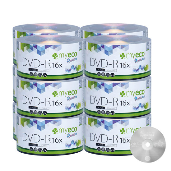 Picture of 600 Pack MyEco DVD-R 16X 4.7GB/120Min Silver Logo Top Write Once Blank Media Record Disc