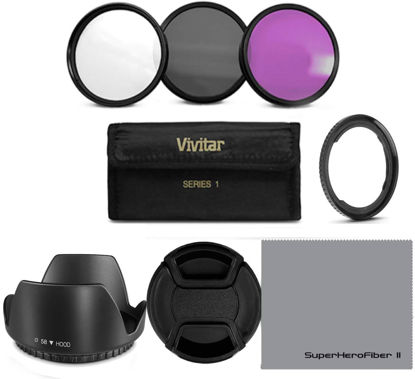 Picture of Essential Accessory Kit for Canon PowerShot SX530 HS, SX520 HS, SX60 HS, SX50 HS, SX40 - Includes: Filter Adapter Ring + HD Photo Filter Kit (UV-CPL-FLD) + Bayonet Lens Hood + Lens Cap