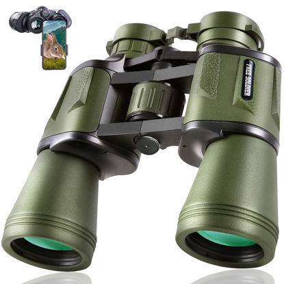 Picture of 20x50 Hunting Binoculars for Adults with Low Light Night Vision - 28mm Large Eyepiece Professional Waterproof Binoculars for Bird Watching Hiking Concert Travel with BAK4 Prism FMC Lens, Green