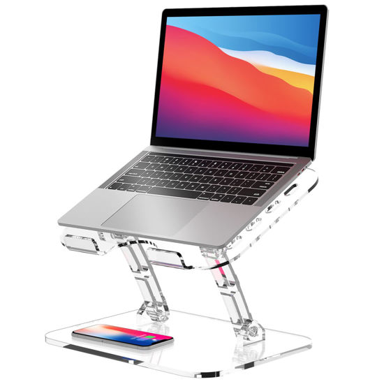 Picture of Lpoake Adjustable Foldable Laptop Stand, Portable Ergonomic Computer Stand for Laptop, Compatible with 10 to 15.6 Inches Notebook Computers