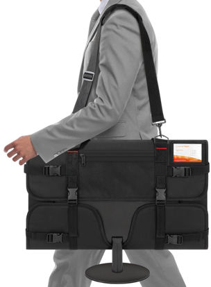 Picture of Doksmeria Monitor Carrying Case, Monitor Travel Case for 27" LCD Screens and Monitors, Protective Monitor Bag Computer Monitor Dust Covers with Padded Velvet Lining & Adjustable Shoulder Strap