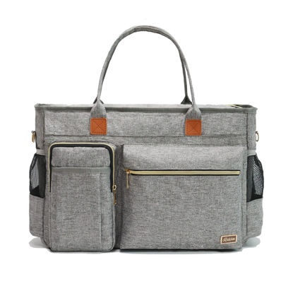 Picture of Laptop Tote Bag, Middle Size Computer Messenger Teacher Bag with 15.6'' Padded Laptop Sleeve Grey