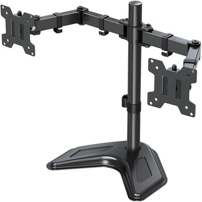 Picture of MOUNTUP Dual Monitor Stand, Free-Standing Monitor Stands for 2 Monitors up to 27 inches, 17.6 lbs Each, Fully Adjustable Dual Monitor Mount for Desk, VESA Stand 75x75mm, 100x100mm