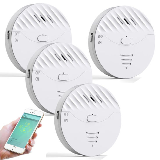 Picture of WiFi Glass Break Sensor Alarm,4 Pack Window Alarm Sensor with APP, Smart Vibration Sensor Alarm for Car,Home Security (Only Supports Wi-Fi 2.4GHz )