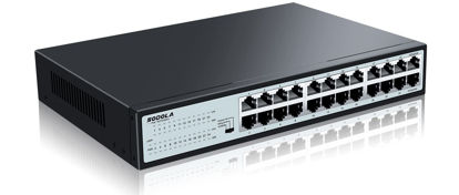 Picture of SODOLA 24 Port Gigabit Ethernet Switch | Desktop/ 1U Rackmount | QoS Priority| Plug & Play | Shielded Ports | Metal Housing | Fanless Design|Unmanaged Network Switch