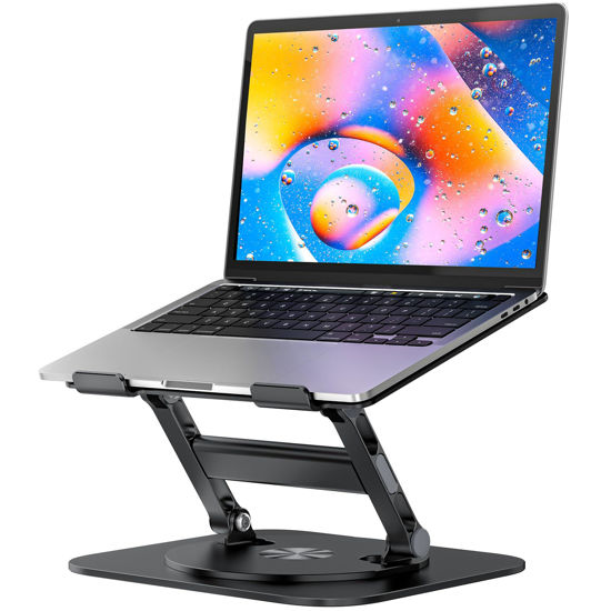 Picture of MCHOSE Laptop Stand, H-Design Stable Computer Stand, Ergonomic Laptop Riser with 360° Rotating Base, Notebook Stand Compatible with All 10-17” Laptops, Black