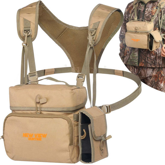 Picture of NEW VIEW Binocular Harness Chest Pack with Rangefinder Pouch, Bino Harness with Rain Cover for Bird Watching, Hunting, Hiking