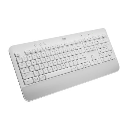 Picture of Logitech Signature K650 Comfort Full-Size Wireless Keyboard with Wrist Rest, BLE Bluetooth or Logi Bolt USB Receiver, Deep-Cushioned Keys, Numpad, Compatible with Most OS/PC/Window/Mac - Off White