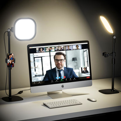 Picture of Zoom Lighting for Computer, Adjustable Desk Lighting for Video Calls, 30 Light Modes Video Conference Light, Desk Ring Light with Stand for Webcam, Meetings, Live Stream, Home Office. CRI 97.8