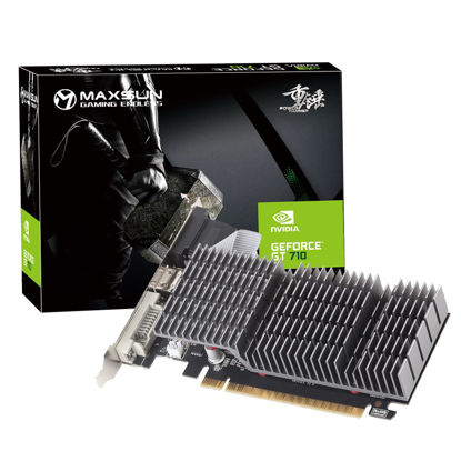 Picture of maxsun GEFORCE GT 710 2GB Low Profile Ready Small Form Factor Video Graphics Card GPU Support DirectX12 OpenGL4.5, Low Consumption, VGA, DVI-D, HDMI, HDCP, Silent Passive Fanless Cooling System