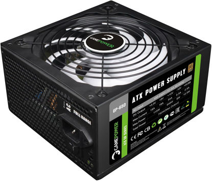 Picture of GamePower Gp-650 PC Power Supply Unit: 650W, 80 Plus Bronze Certified, 85% Efficiency, Single +12V Rail, Low Noise 14 CM Fan, Ideal for Gaming PCs, Desktops, ATX, Micro ATX Desktop Computer - Black