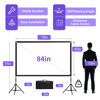 Picture of Projector Screen with Stand, Towond 84 inch Outdoor Projector Screen Portable Indoor Projection Screen 16:9 4K Rear Front Movie Screen with Carry Bag for Home Backyard Theater