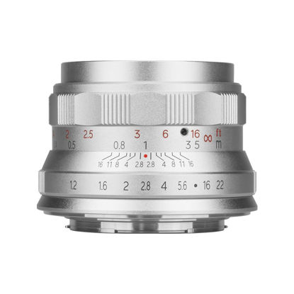 Picture of Brightin Star 35mm F1.2 MF APS-C Manual Focus Prime Lens for Fujifilm XF-Mount Mirrorless Cameras, Large Aperture Fixed Lens, Fit for XT5, XT4, XT30, XPRO3/2, XT200, XS10, XA7, XE4, XH1(Silver)