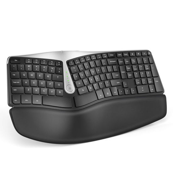 Picture of Nulea RT04 Wireless Ergonomic Keyboard, 2.4G Split Keyboard with Cushioned Wrist and Palm Support, Arched Keyboard Design for Natural Typing, Compatible with Windows, Mac