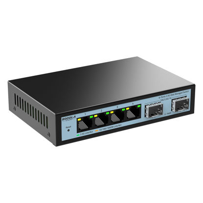 Picture of SODOLA 6 Port 2.5G Easy Web Managed Switch, 4 x 2.5G Base-T Ports, 2 x 10G SFP+, Static Aggregation,QoS/VLAN/IGMP, 2.5Gb Network Homelab Switch