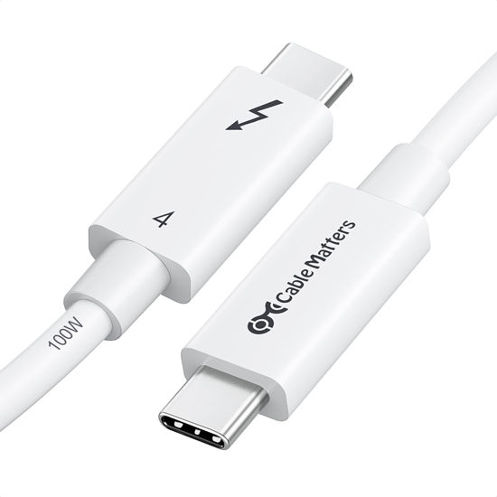 Picture of Cable Matters [Intel Certified] 40Gbps Active Thunderbolt 4 Cable 6.6 ft with 100W Charging and 8K Video in White - Fully Compatible with USB C/USB-C, USB 4 / USB4, and Thunderbolt 3