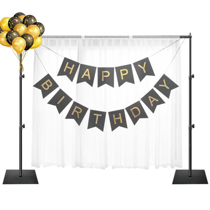 Picture of EMART Backdrop Stand, 6.5x10 ft Adjustable Photo Background Pipe and Drape Photography Kit with Heavy Duty Metal Base for Parties, Wedding, Video Studio, Birthday - Black