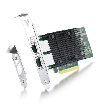 Picture of 10Gb NIC Dual RJ45 Port PCIe Network Card with Intel X540-AT2 Controller, 10G Ethernet Converged Network LAN Adapter, Support Windows/Linux/Vmware/ESX/Freebsd Server, Compare to Intel X540-T2