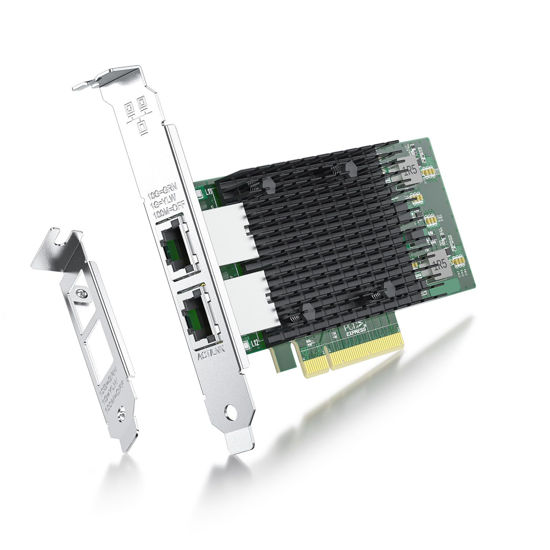 Picture of 10Gb NIC Dual RJ45 Port PCIe Network Card with Intel X540-AT2 Controller, 10G Ethernet Converged Network LAN Adapter, Support Windows/Linux/Vmware/ESX/Freebsd Server, Compare to Intel X540-T2