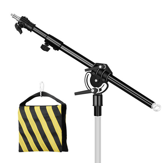 Picture of Soonpho Photography Extension Boom Arm for Light Stand/C-Stand,3.8ft to 6.8ft Ajustable Crossbar Holding Arm with 1/4" to 3/8" Screw for Softbox,Studio Strobe,Monolight,Video Light,Reflector ect.