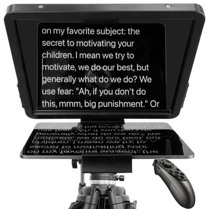 Picture of GEIMRSY 16-inch Aluminium teleprompter with Remote Control and teleprompter app for Easy Connection to Devices and Compatibility for a Wide Range of scenarios