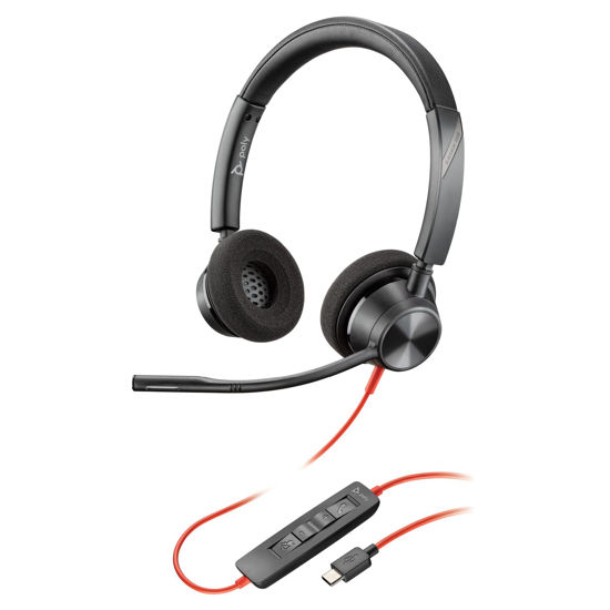 Picture of Poly Blackwire 3320 Wired Headset (Plantronics) - Flexible Microphone Boom - Hi-fi Stereo - Connect to PC/Mac via USB-C or USB-A - Works with Teams/Zoom - Amazon Exclusive