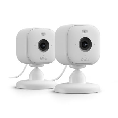 Picture of All-new Blink Mini 2 - Plug-in smart security camera, HD night view in color, built-in spotlight, two-way audio, motion detection, Works with Alexa - 2 Cameras (White)