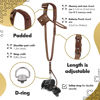 Picture of Leather Camera Strap for One Camera - Professional Single Leather Harness Shoulder Strap with Sd Card Holder & Battery Holder, Quick Release Gear for DSLR/SLR, Brown