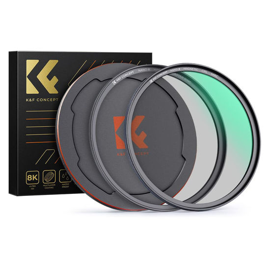 Picture of K&F Concept Magnetic 82mm Circular Polarizers Filter (Magnetic Polarizing Filter + Magnetic Basic Ring + Lens Cap) with 28 Multi-Layer Coatings CPL Filter for Camera Lens (Nano-X Series)