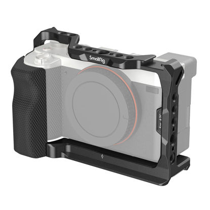 Picture of SmallRig Full Cage with Silicone Side Handle for Sony A7C, Comes with Locating Holes for ARRI, Quick Release Plate for Arca and Cold Shoe Mount - 3212B