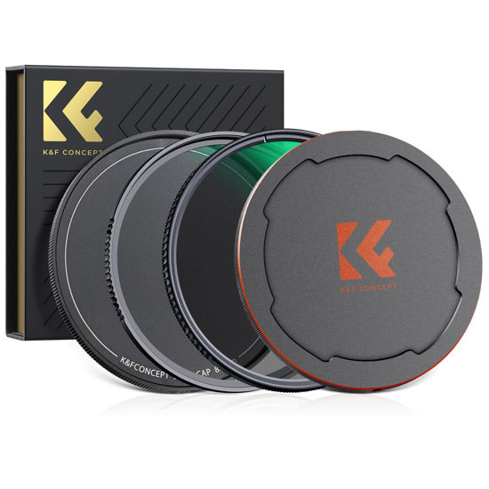 Picture of K&F Concept 77mm Circular Polarizers Filter & MC UV Protection Filter Kit (2 pcs) with Up & Down Lens Cap, 28 Multi-Layer Coatings HD CPL/UV Filter Set for Camera Lens (Nano-X Series)