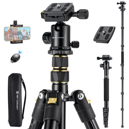 Picture of K&F Concept 72"/184cm Camera Tripod, Lightweight and Compact Travel Tripod with 360 Panorama Ball Head, Aluminum Tripod for Camera and Phone with Remote DSLR Camera Quick Release Plate.