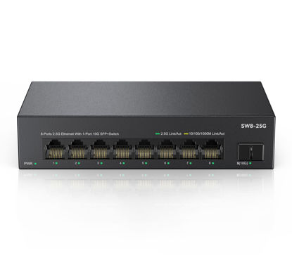 Picture of Real HD 8 Port 2.5G Ethernet Switch Unmanaged Network Switch with 8 x 2.5 Gigabit | 1 x 10G SFP+ | Work with 10-100-1000Mbps Devices | 60G Bandwidth | Plug & Play | Fanless Quiet Metal Internet Switch