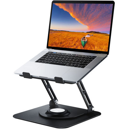 Picture of JOYEKY Laptop Stand for Desk, Adjustable Computer Stand with 360° Rotating Base, Ergonomic Laptop Riser for Collaborative Work, Foldable & Portable Laptop Stand, fits for All 10-17" Laptops