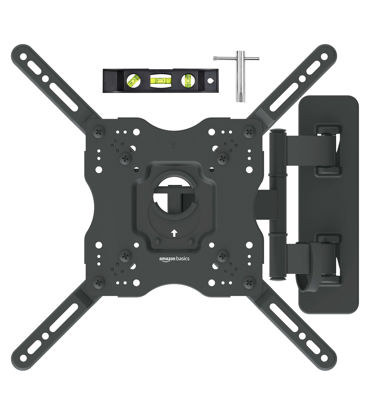 Picture of Amazon Basics Full Motion Articulating TV Monitor Wall Mount for 26" to 55" TVs and Flat Panels up to 80 Lbs, Black