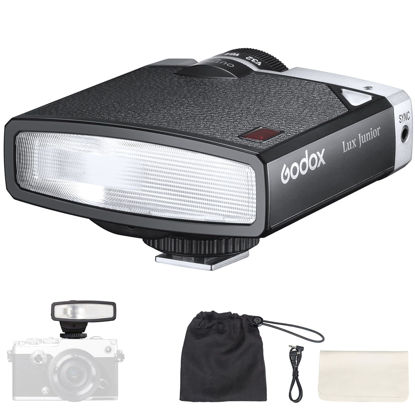 Picture of Godox Lux Junior Retro Camera Flash, GN12 with 7 Levels Flash Power, CCT 6000K±200K with S1/S2 Optical Control for Fuji, for Canon, for Nikon, for Sony, for Olympus Camera