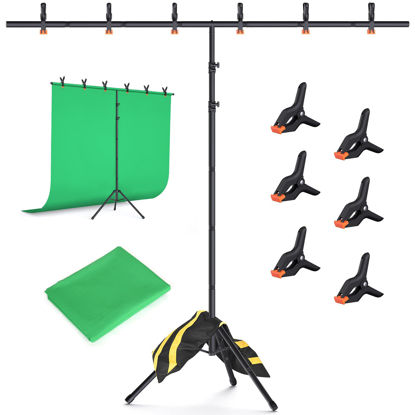 Picture of Forlogic Green Screen Backdrop Kit with Stand, 8x7.2ft Portable GreenScreen Background Stand, T-Backdrop Stand Kit for Streaming Video and Photography Shoots (8x7.2FT)