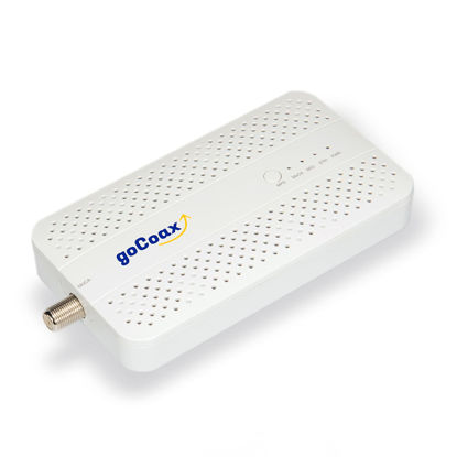 Picture of goCoax MoCA 2.5 Adapter with 2.5GbE Ethernet Port. MoCA 2.5. 1x 2.5GbE Port. Provide 2.5Gbps Bandwidth with existing coaxial Cables. White(Single, MA2500D)