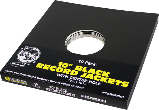 Picture of (10) 10" Record Jackets - Black (Glossy Finish) - with Hole