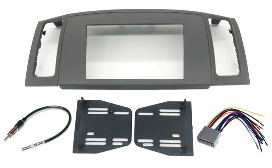 Picture of Double Din Navigation Radio Bezel Dash Install Kit with Standard Wiring Harness and Antenna Adapter - Khaki Compatible with Jeep Grand Cherokee 2005-2007