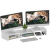 Picture of SUPERJARE Adjustable Dual Monitor Riser - Desktop Stand With Storage for Laptops, TVs, PCs and Printers - White