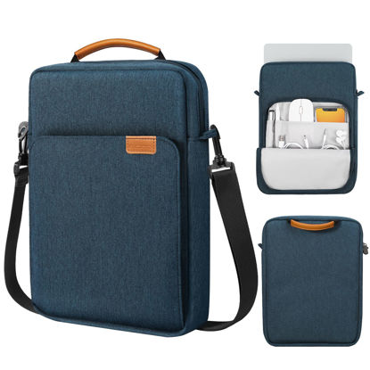 Picture of MoKo 13.3-14 Inch Laptop Sleeve Bag Fits MacBook Pro M3/M2 14" 2023, MacBook Pro 13" M2, New MacBook Air 13.6" M3/M2 2024/2022,Tab S8 Ultra 14.6",Handle Carrying Case with Shoulder Strap, Indigo