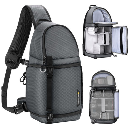 Picture of K&F Concept Camera Sling Bag Crossbody Bag Camera Shoulder Backpack DSLR/SLR/Mirrorless Camera Case Photography Bags Compatible with Canon/Nikon/Sony/Fuji/Gopro/DJI