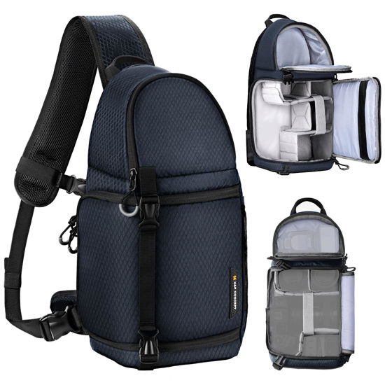 Picture of K&F Concept Camera Sling Bag Crossbody Bag Camera Shoulder Backpack DSLR/SLR/Mirrorless Camera Case Photography Bags Compatible with Canon/Nikon/Sony/Fuji/Gopro/DJI