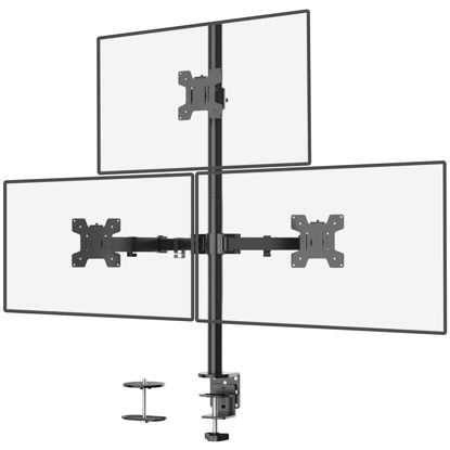 Picture of WALI Triple Monitor Desk Mount, Fully Adjustable Three Monitor Stand Fits 3 Screens up to 27 inch, 22 lbs, Weight Capacity per Arm (M003), Black