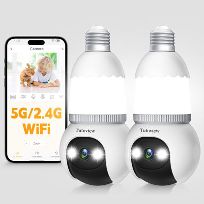 Picture of Tutoview Light Bulb Security Camera, 5G/2.4G WiFi Security Cameras Wireless Outdoor with Motion Detection and Alarm