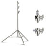 Picture of NEEWER 9.2ft/2.8m Stainless Steel Light Stand, Spring Cushioned Heavy Duty Photography Tripod Stand with 1/4” to 3/8” Universal Screw Adapter for Strobe,LED Video Light,Ring Light,Monolight, Softbox